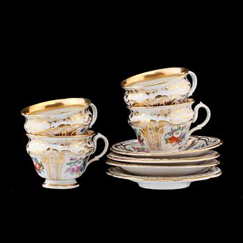 KAFFESERVIS, 6 delar, porslin, BPM (Buckauer Porzellanmanufaktur), Tyskland, 1800-tal.