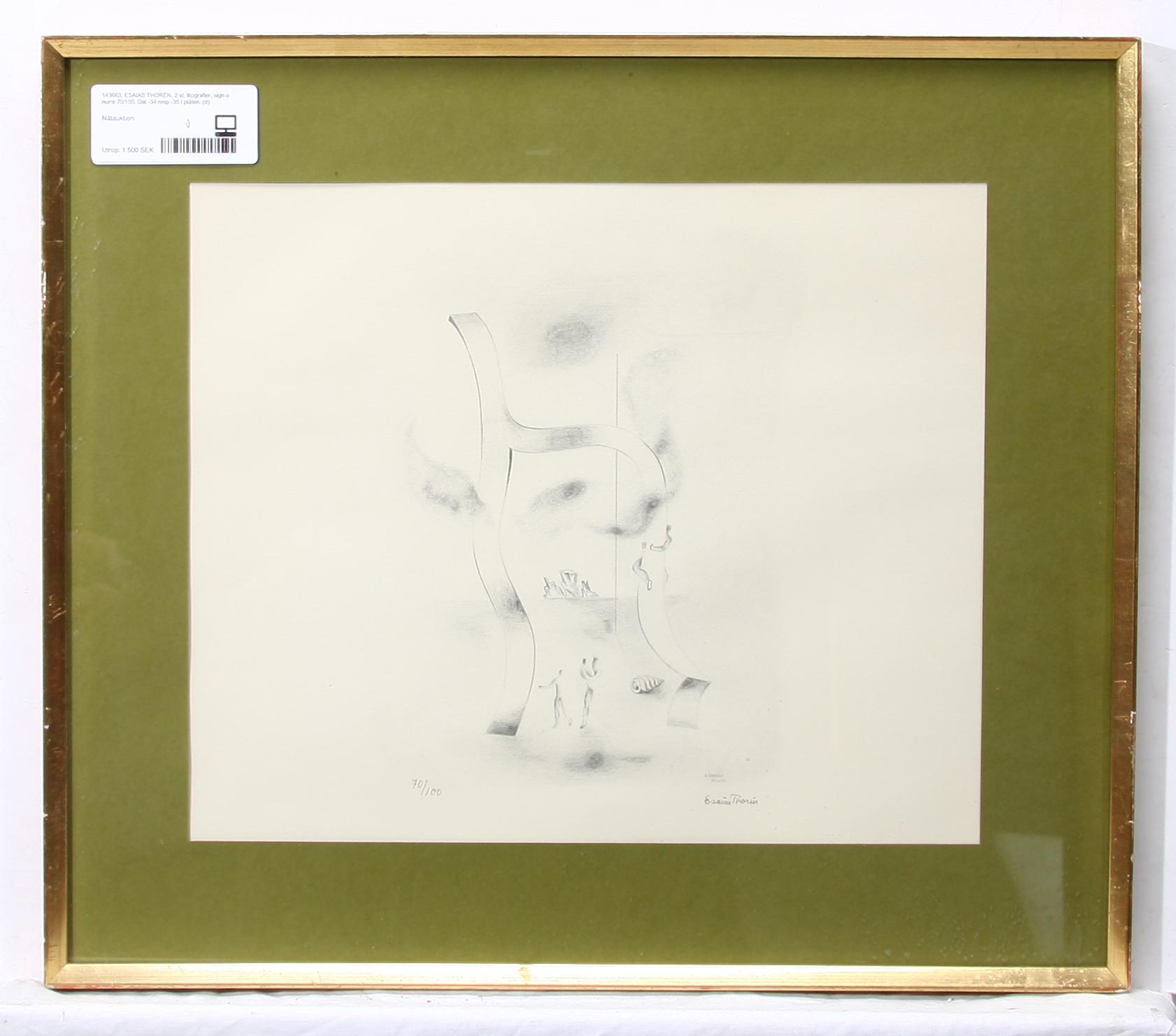 ESAIAS THORÉN, litografier, 2 st, sign o numr 70/100. Dat -34 resp -35 i plåten.