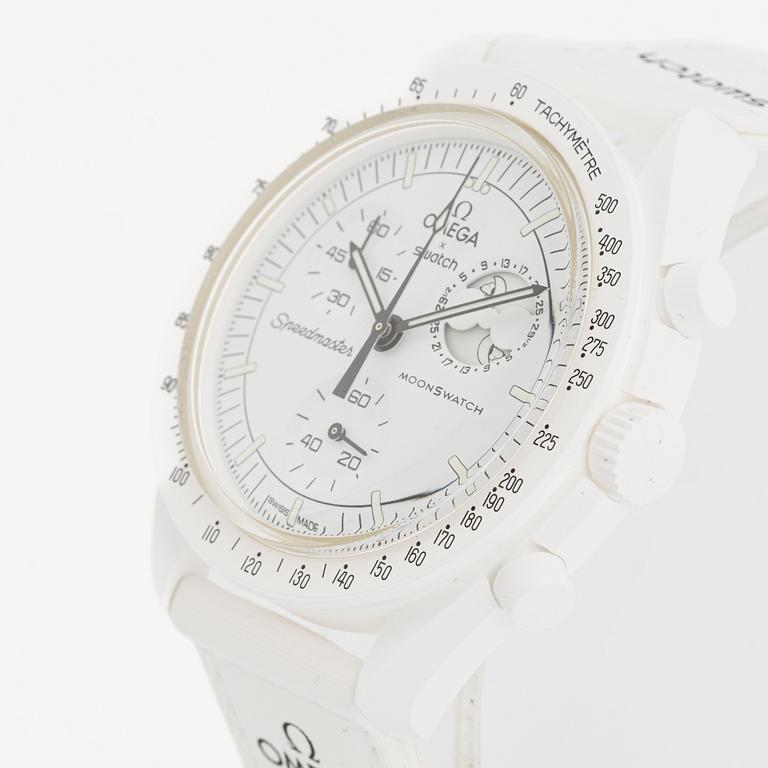 Omega/Swatch,  MoonSwatch, Mission to the MoonPhase, "Snoopy", kronograf, armbandsur, 42 mm.