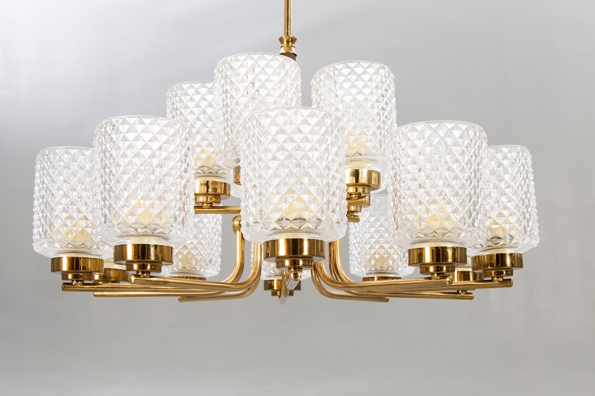 A Swedish 1950/60s brass ceiling lamp.