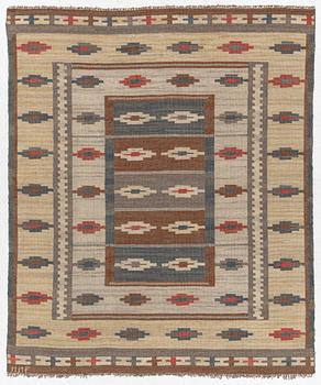 Märta Måås-Fjetterström, a 'Ljusa mattan' flat weave carpet, c. 215 x 180 cm,. signed MMF.