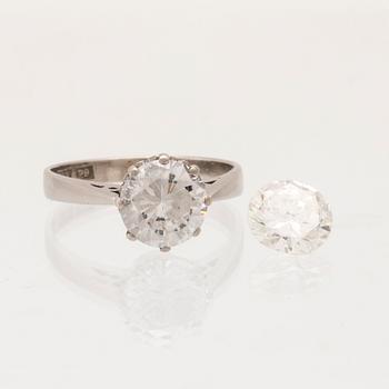 Diamant samt ring 18K vitguld med syntetisk sten G Kaplan Stockholm 1965.