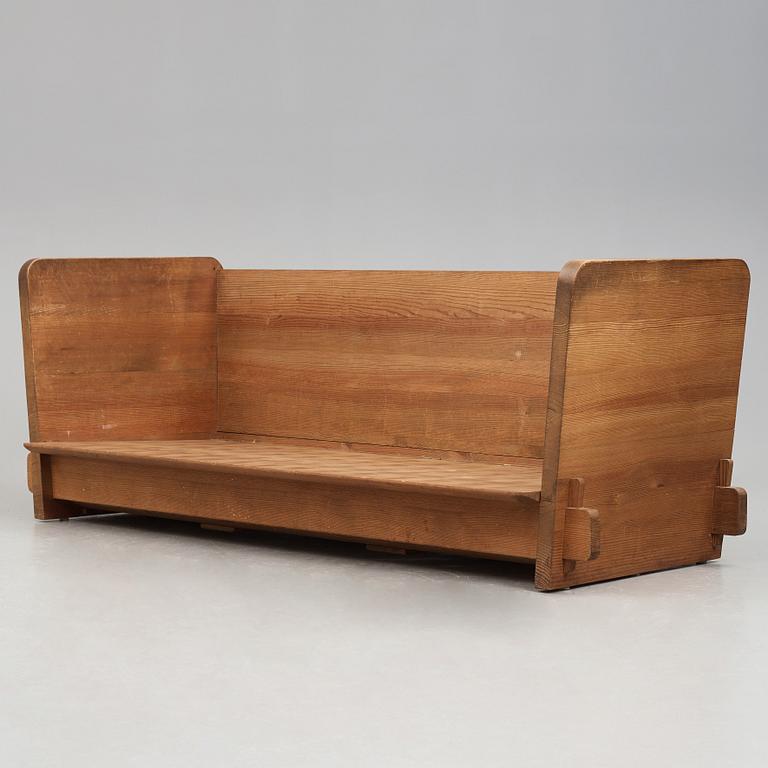 Axel Einar Hjorth, a stained pine "Lovö" sofa, Nordiska Kompaniet, Sweden 1930's.