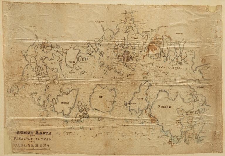 A map, Blekinge and Karlskrona, circa 1800.