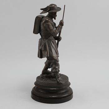 SKULPTUR, mörkpatinerad metall, omkring år 1900.