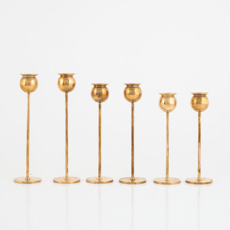 Pierre Forsell, candlesticks, 6 pcs, "Tulpan", Skultuna.