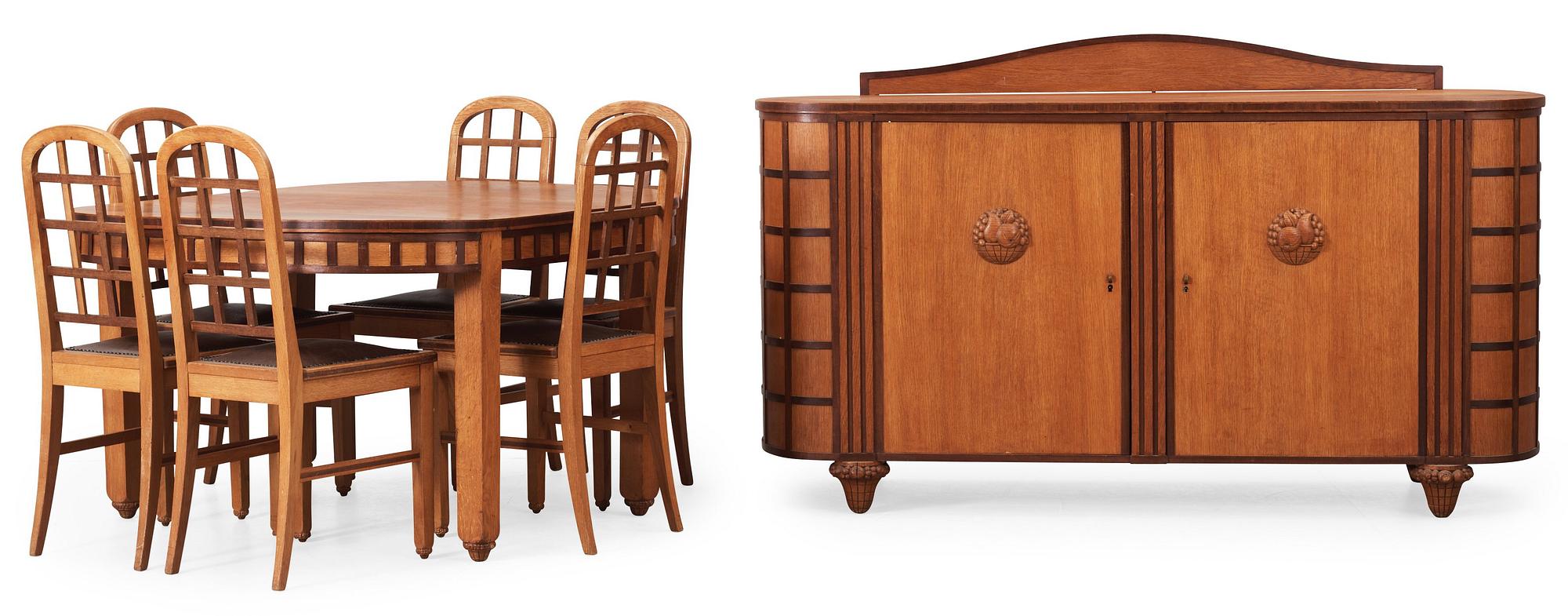A Maurice Dufrene dining room suite, Paris, France 1925.