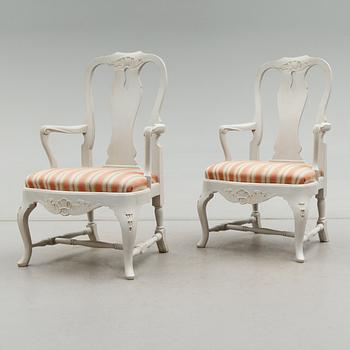 KARMSTOLAR, 1 par, rokokostil, 1900-talets första hälft.