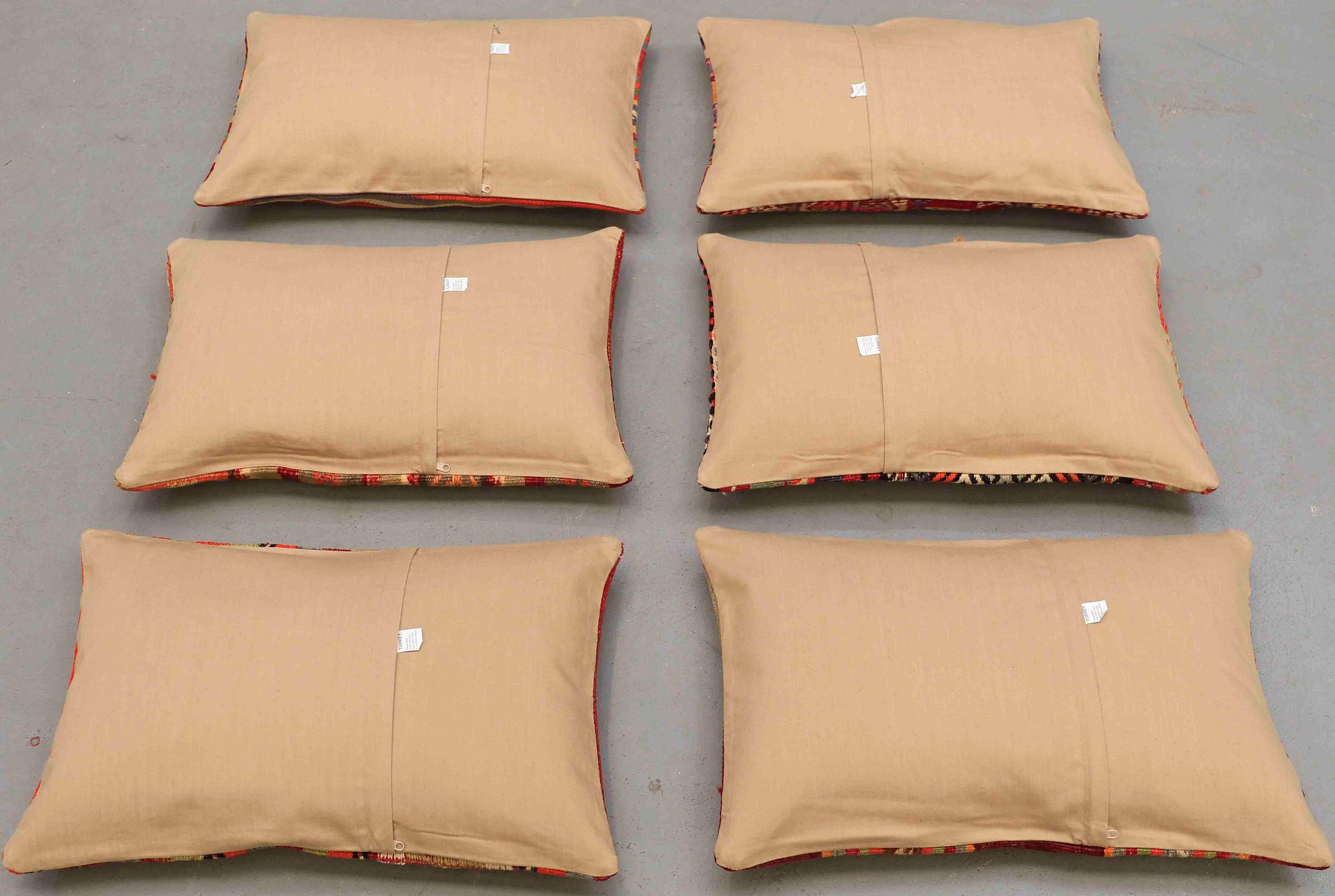 SIX KILIM CUSHIONS, AROUND 60 x 40 cm.