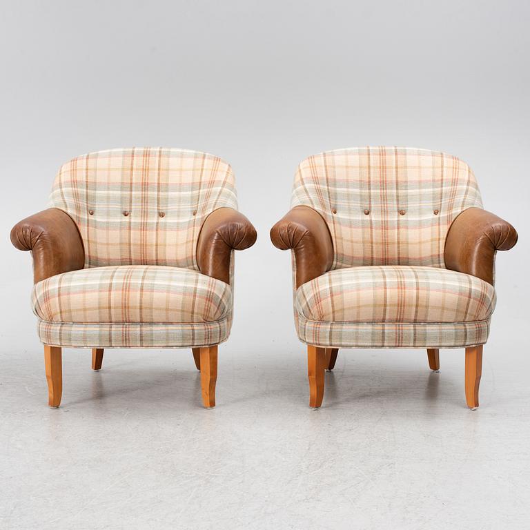 A pair of easy chairs, Jio furniture, Jönköping, second half of the 20th century.