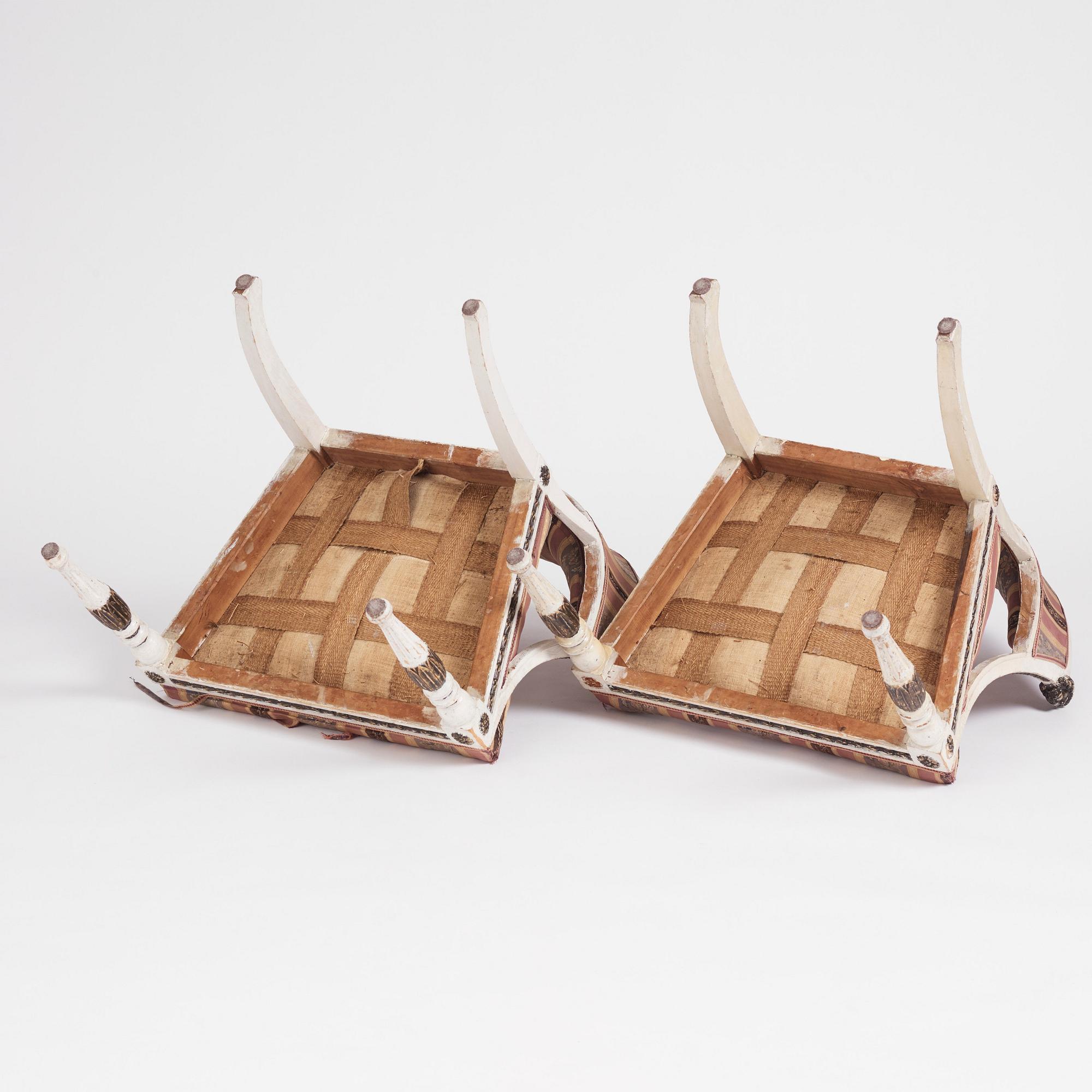 Karmstolar, ett par, Stockholmsarbeten, 1700-talets slut, Sengustavianska.