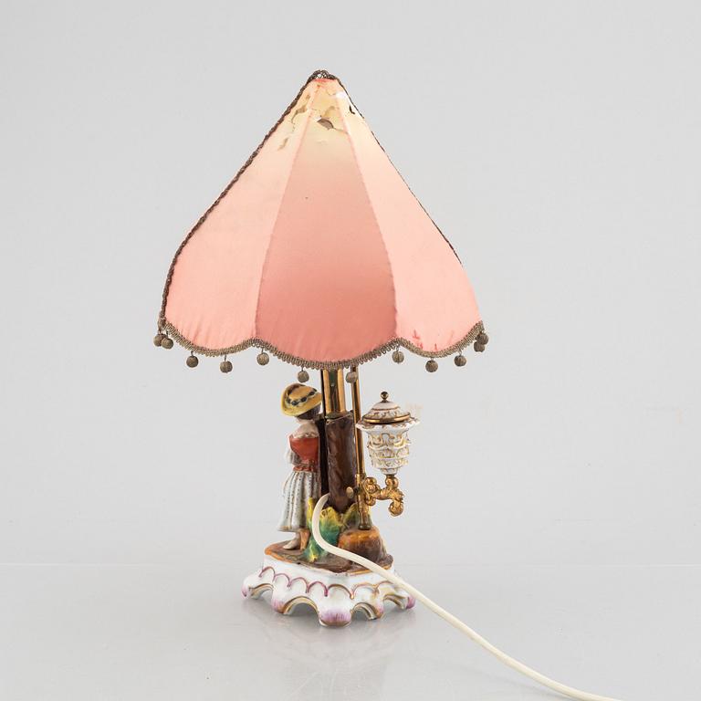 A porcelain table lamp, 19th century.