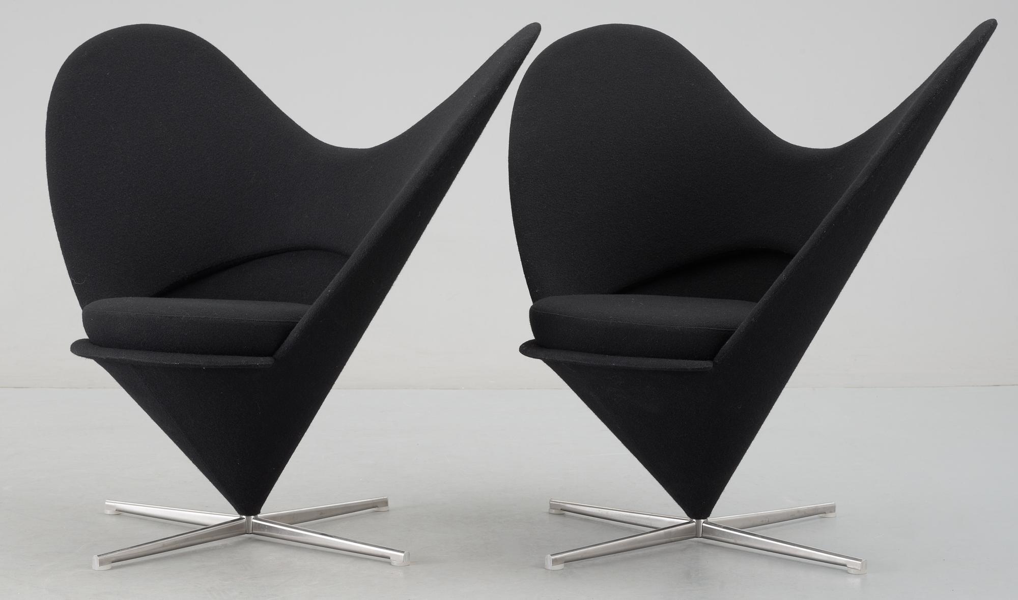 VERNER PANTON, "Heartshaped Cone Chair" ett par, Vitra.