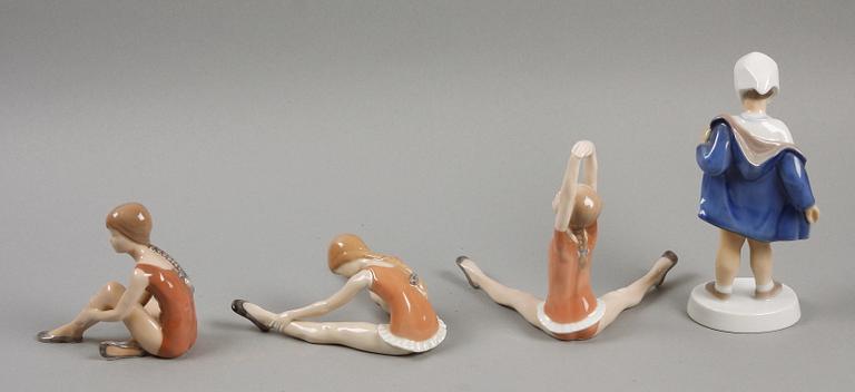 FIGURINER, 4 st, porslin, Kunglig Dansk samt Bing o Gröndal.