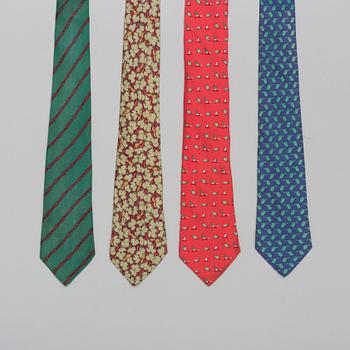 A set of four silk ties by Hermès.