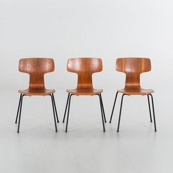 ARNE JACOBSEN, "T-stolen", 3 st, Fritz Hansen, 1967.
