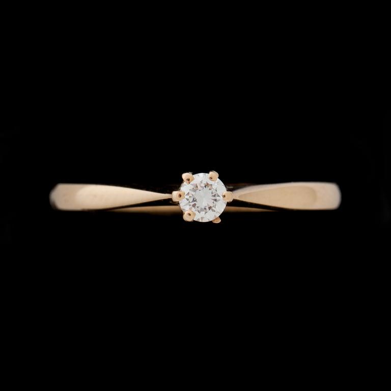 RING, 18k guld med briljantslipad diamant, 0,11ct. Vikt ca ca 1,7g.