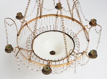 A late Gustavian around year 1800 6-light chandelier.