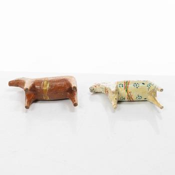 Two Dala horses, mid-20th century.