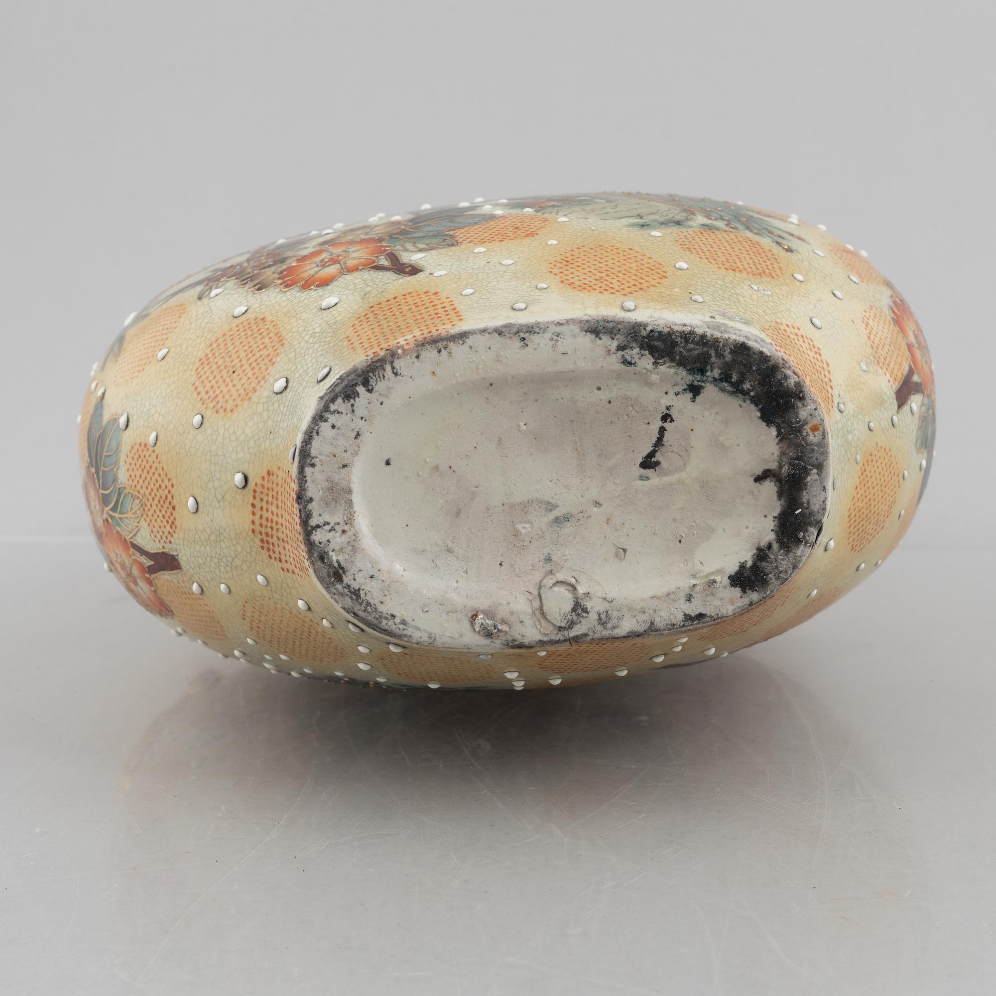 A Satsuma-ware porcelain vase/moon flask, Japan, 1960's/70's.
