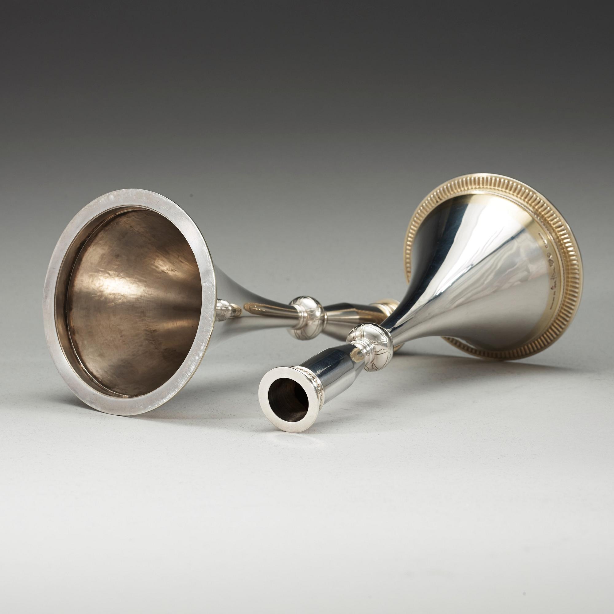 WIWEN NILSSON, ljusstakar, ett par, Lund 1957, sterling.