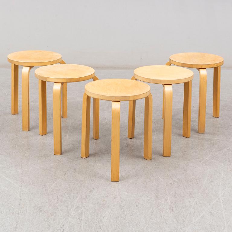 ALVAR AALTO, a set of five 'E60' stools.