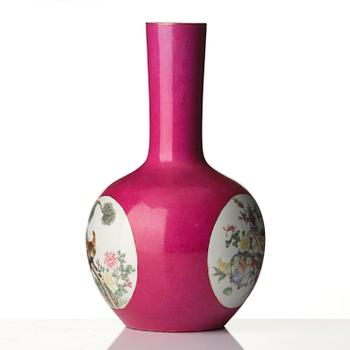 A pink ground Chinese famille rose vase, 20th century.