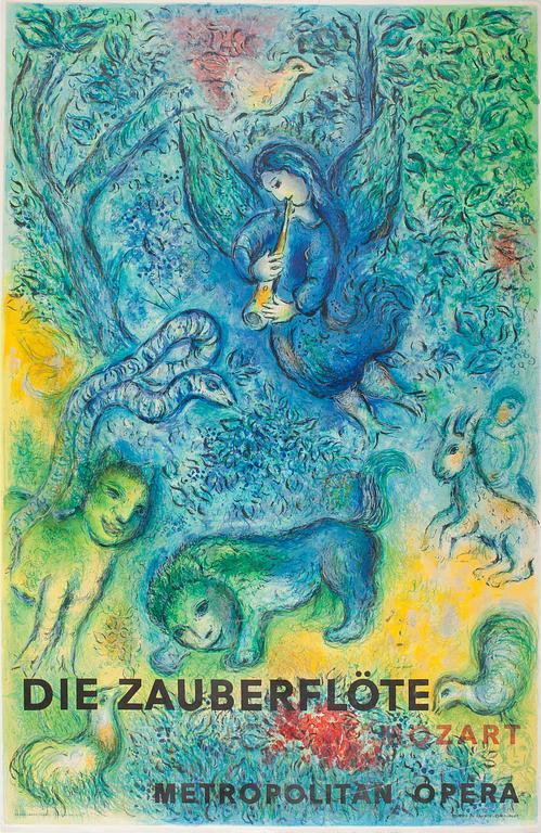 MARC CHAGALL, efter, affisch, "Die Zauberflöte", originalet från 1967.