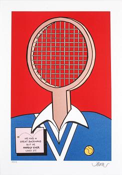 Petter Thoen · PETTER THOEN, "He had a great backhand...", offsetlitografi, signerad och numrerad 15/275.