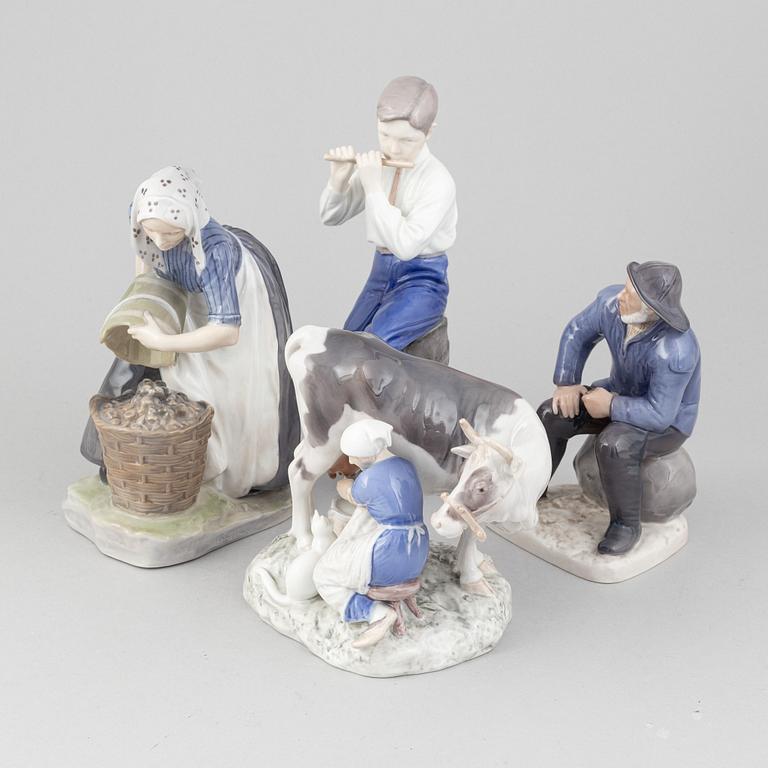 A set of four porcelain figurines, Bing & Grøndahl and Royal Copenhagen, Denmark.