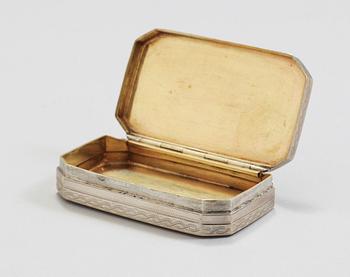 A Swedish early 19th century parcel-gilt snuff-box, makers mark of Stephan Westerstråhle, Stockholm 1808.