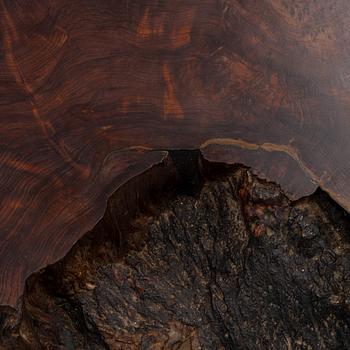 A wood coffee table.