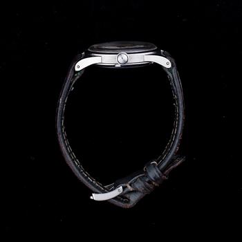 ARMBANDSUR, Omega Automatic, stål, läderarmband. 1900-talets mitt.
