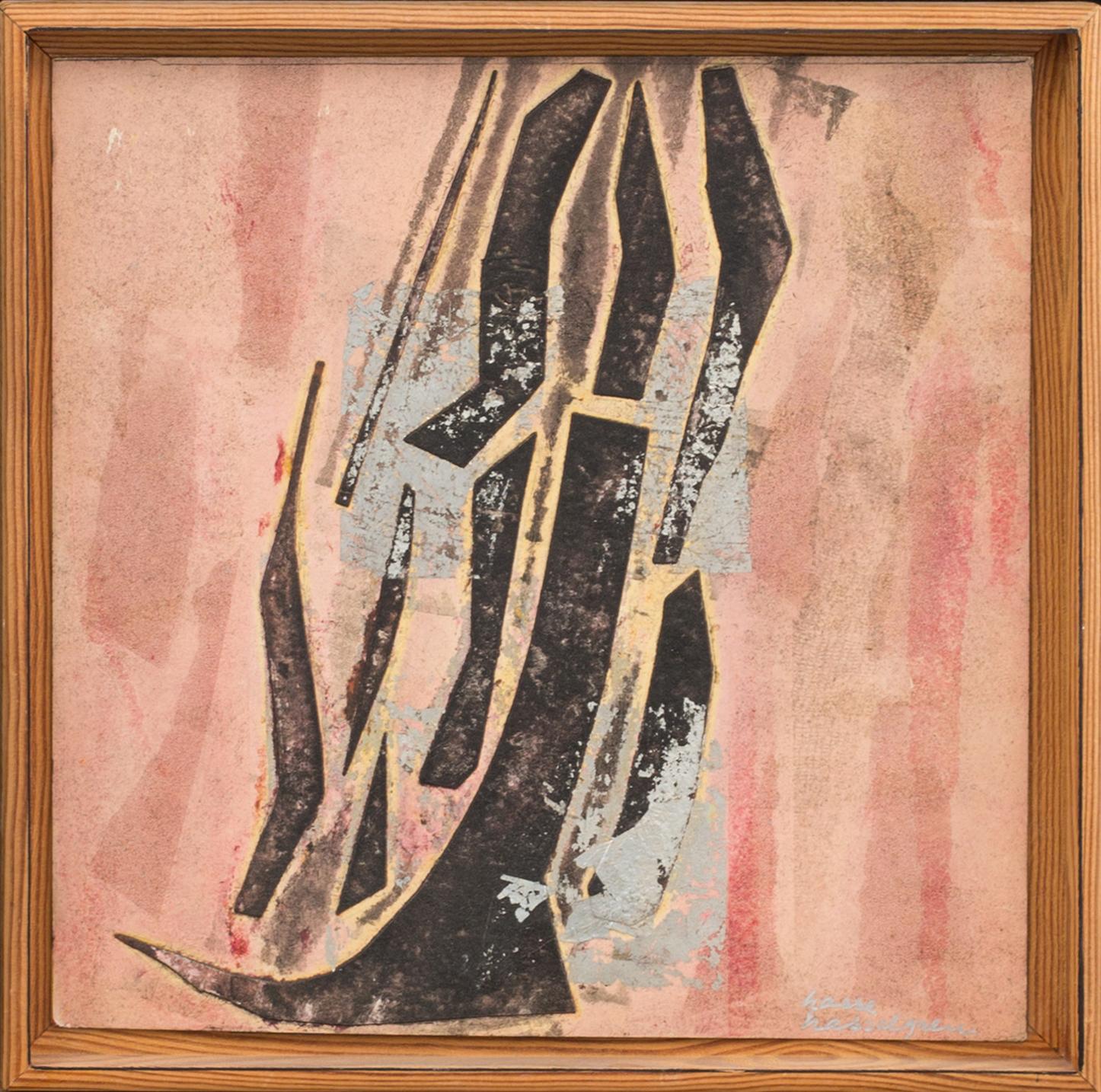 HASSE HASSELGREN, 2 delar, collage signerade.