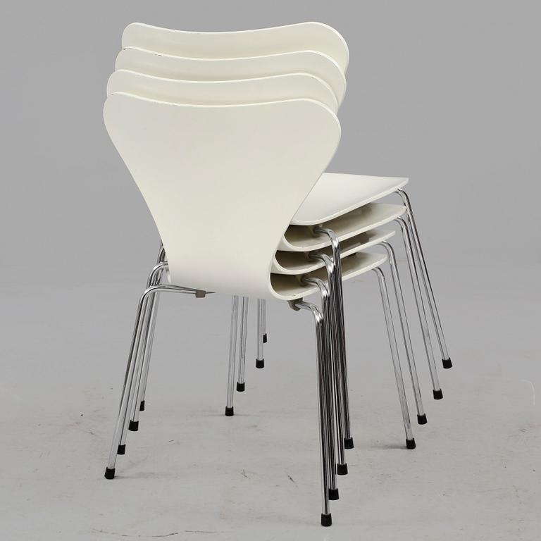 STOLAR, 4 st, "Sjuan", Arne Jacobsen, Fritz Hansen, Danmark, 1980-tal.