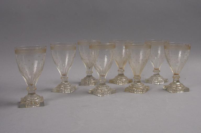 VINGLAS OCH SELTERSGLAS, 8+8. Empire, 1800-tal.