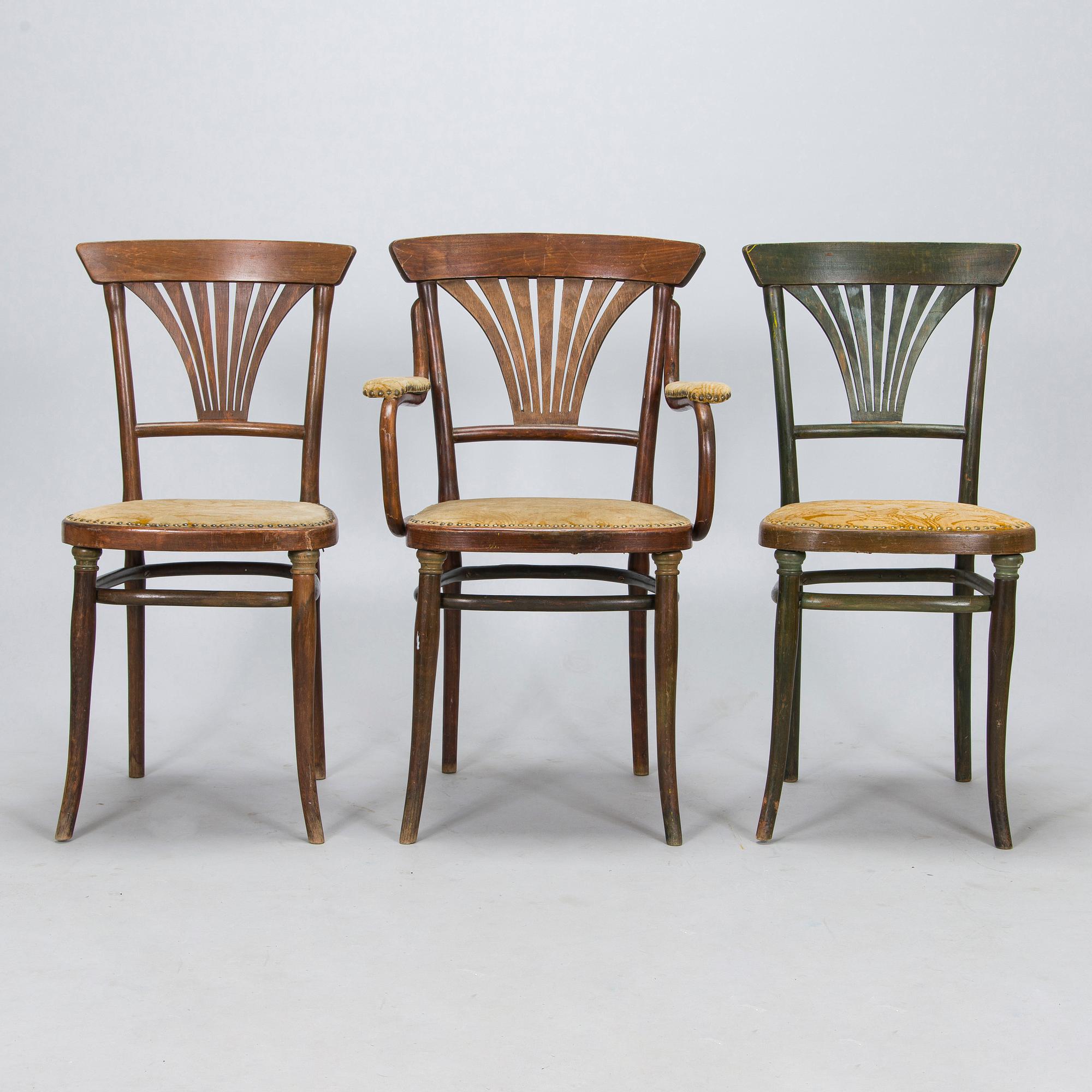 Thonet, 6 stolar, karmstol och soffa, Österrike, 1900-talets början.