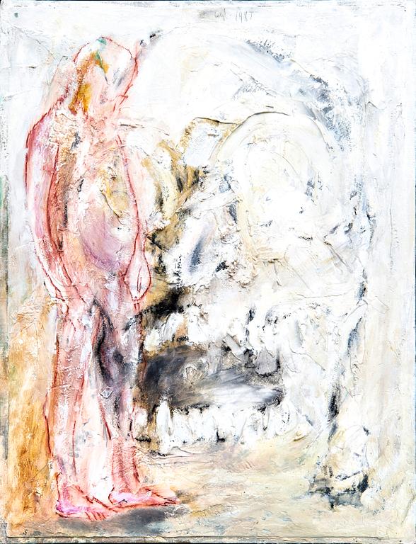 Nino Longobardi, mixed media on canvas signed and dated 1987.