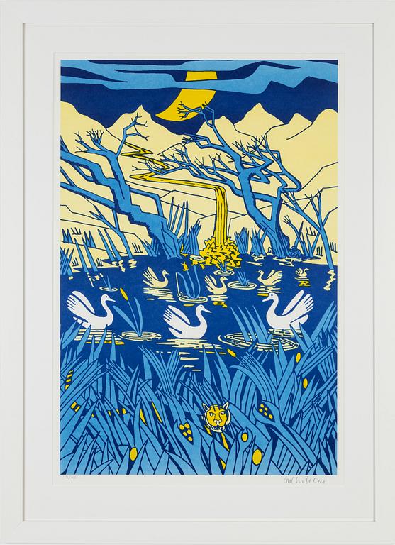 Carl Johan De Geer, lithograph in colours, signed 2/150.