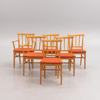 Carl Malmsten, six "Själevad" chairs, Sweden, second half of the 20th century.