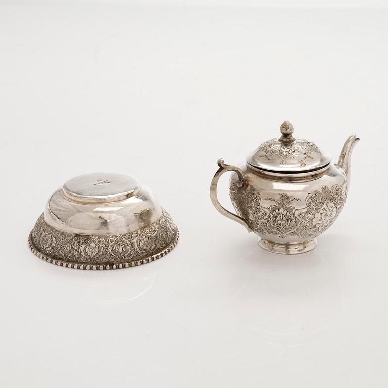 A Persian miniature silver samovar, first half/mid-20th century, Finnish import marks, Helsinki 1953.