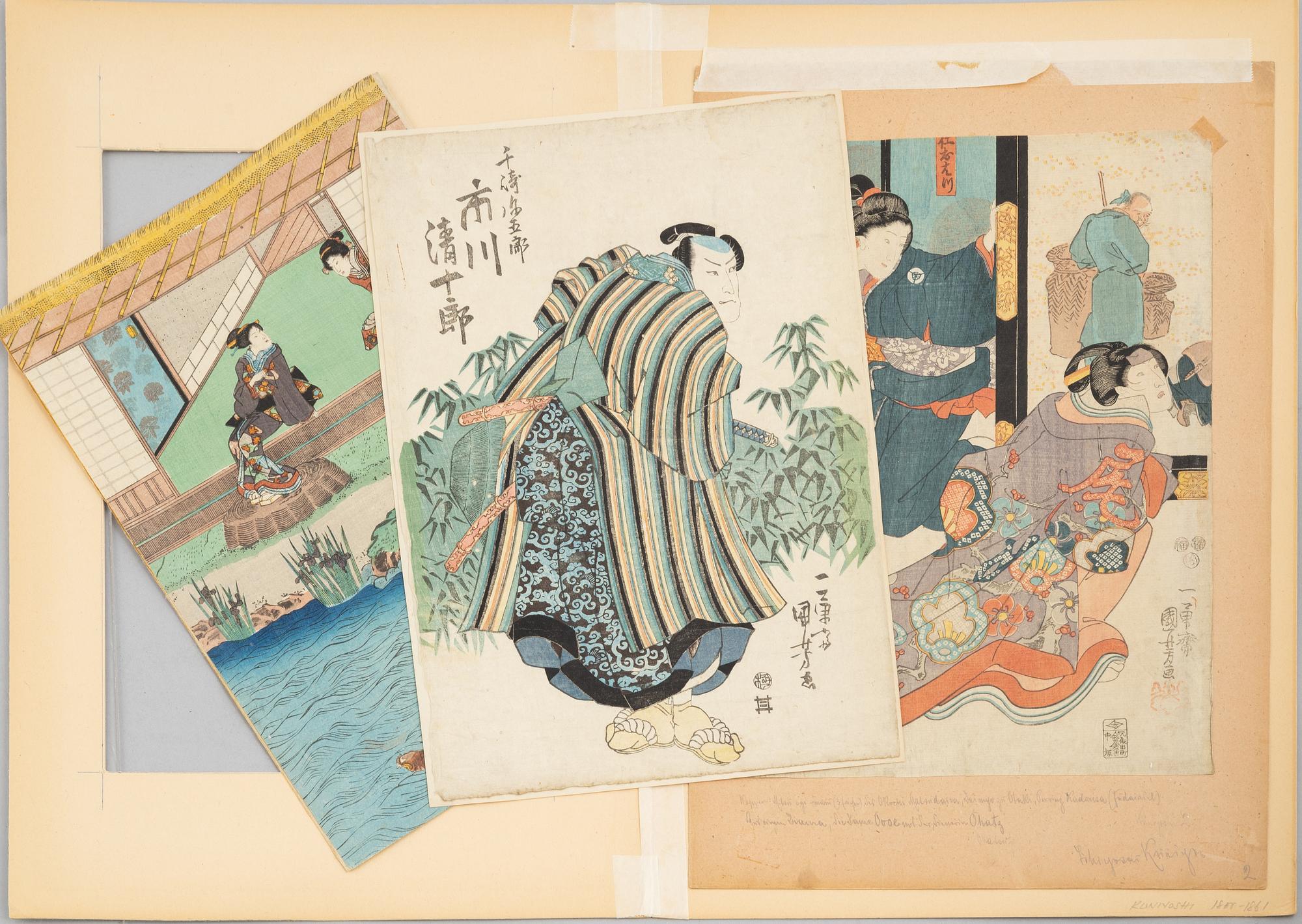 Utagawa Kuniyoshi, three woodblock prints.