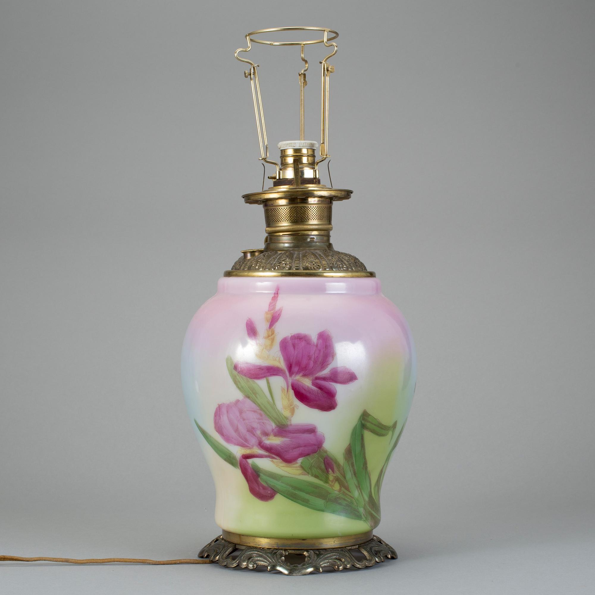 BORDSLAMPA, glas, omkring sekelskiftet 1900.