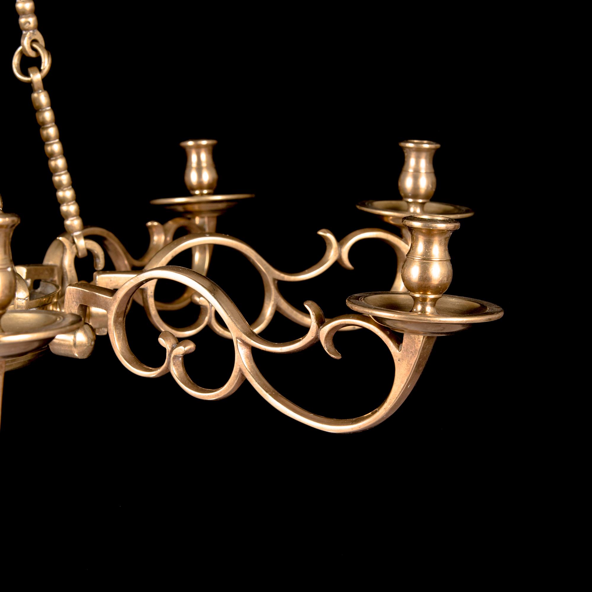 A late 18th century possibly Flemish solid bronze chandelier.