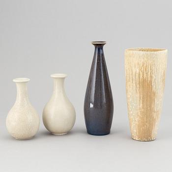 Gunnar Nylund, a set of four stoneware vases, Rörstrand, Sweden.