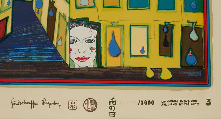 Friedensreich Hundertwasser, silkscreen in colours, stamped 1622/3000.