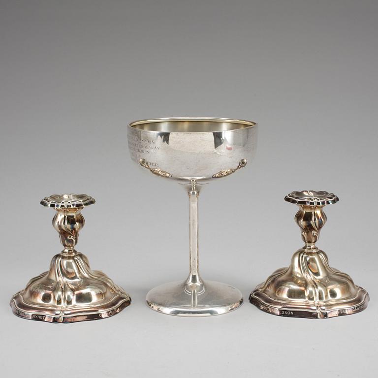 PARTI SILVER, 3 delar, bla C G Hallberg, Stockholm, 1919. Totalvikt: ca 519 gram.