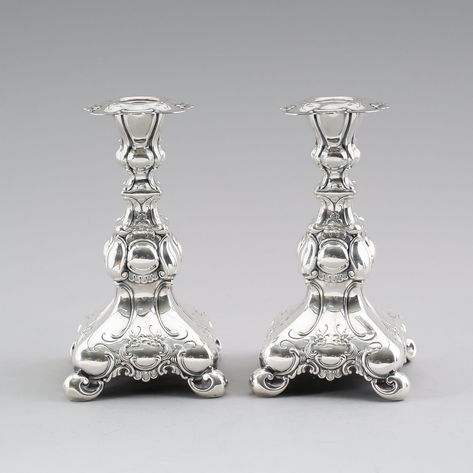 LJUSSTAKAR, 1 par, silver, GAB, Stockholm 1948.