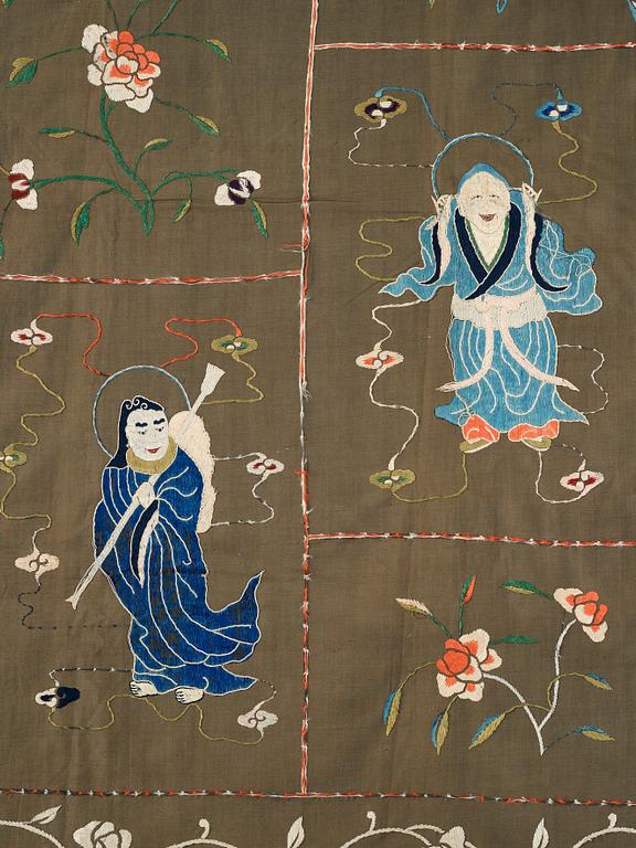 A Chinese silk embroidery, late Qing dynasty, 19th Century.