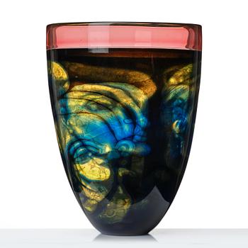 Eva Englund, a 'graal' glass vase, Orrefors, Sweden 1990.